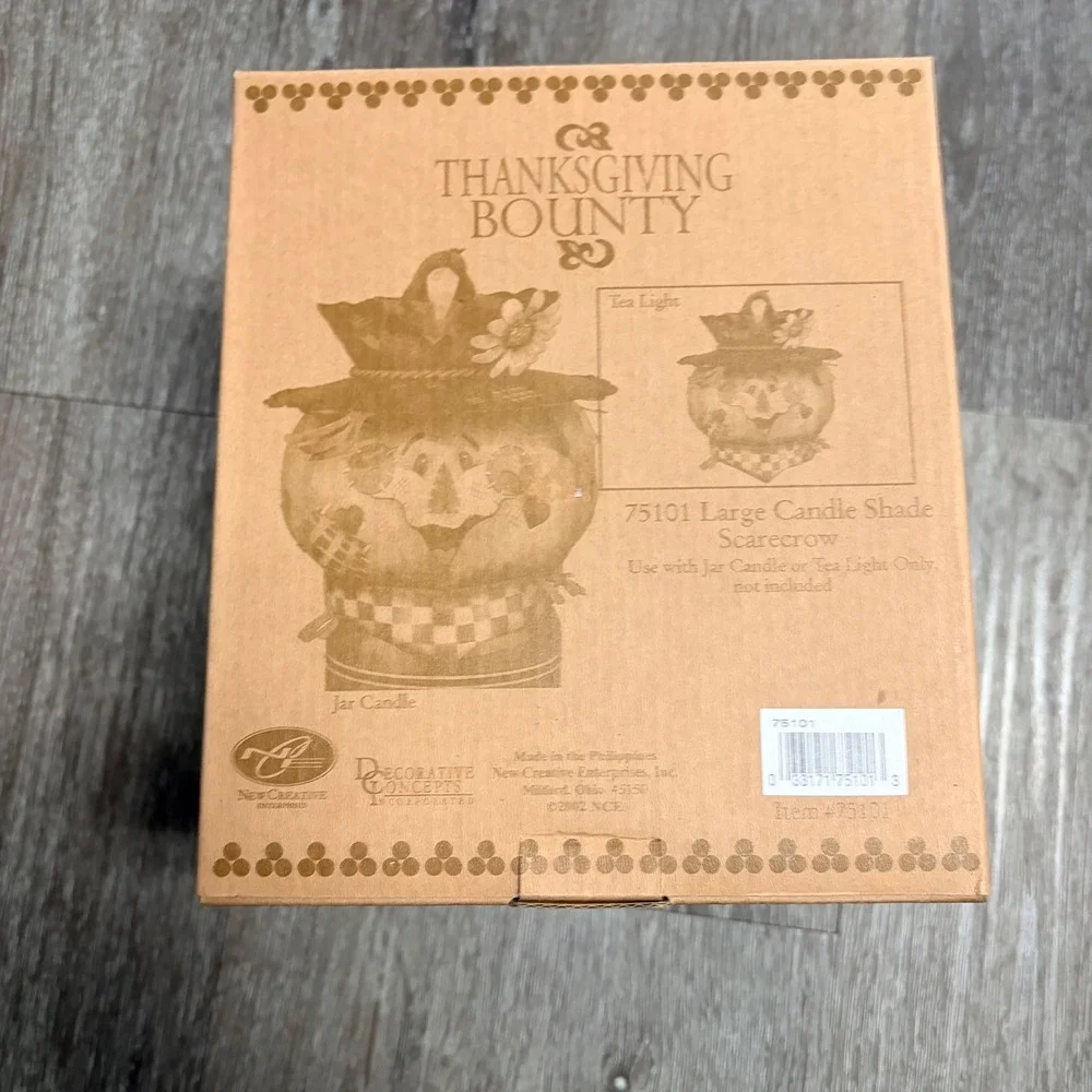 New Creative Enterprises Scarecrow Metal Candle Shade Thanksgiving Bounty 75101